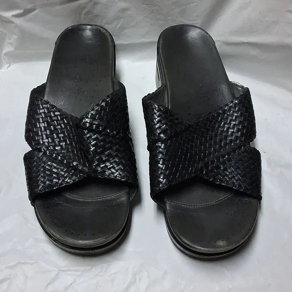 Dansko Black Woven Slide Sandals EU 43 US 11 Preowned - Picture 2 of 15